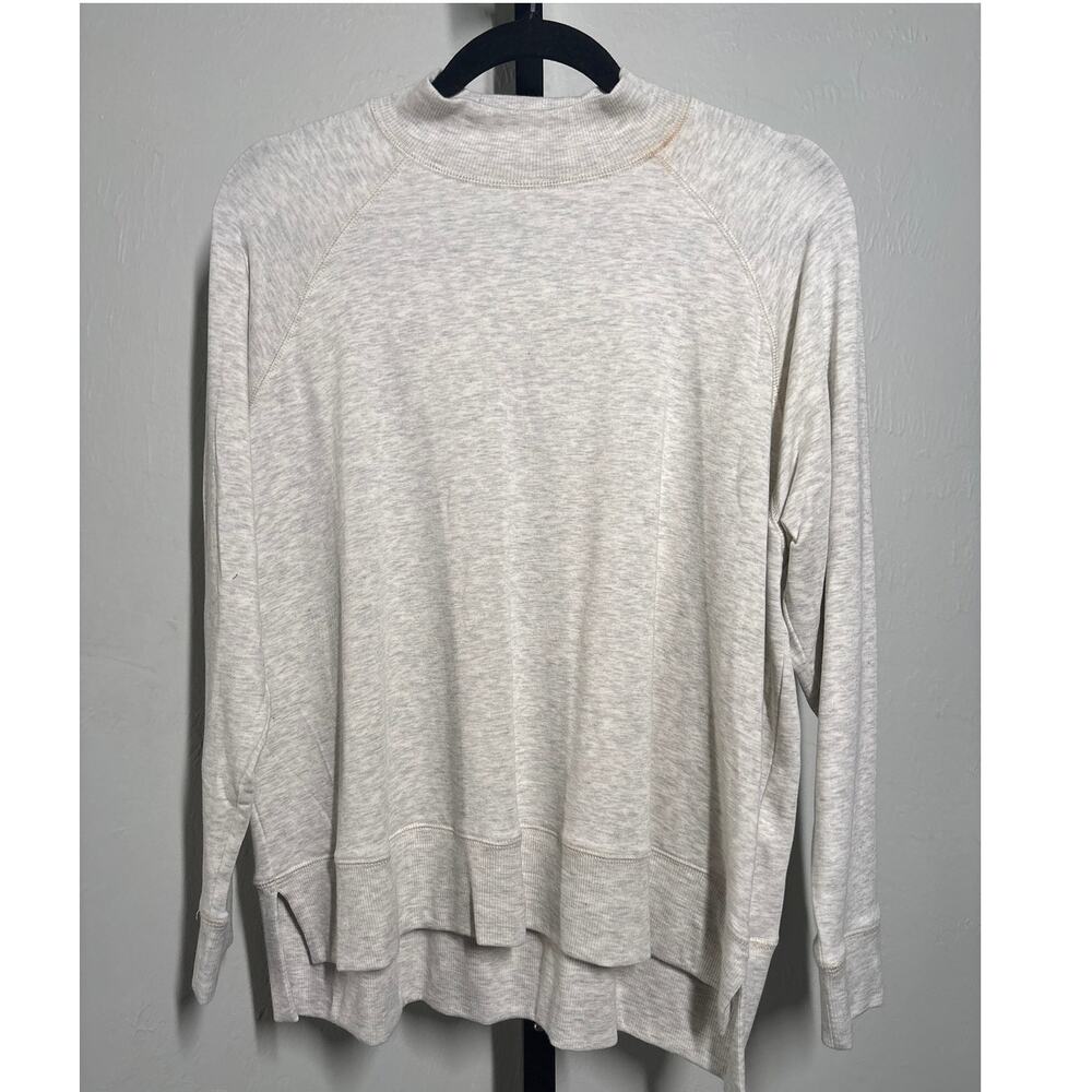 Eileen Fisher Sweatshirt Womens Medium Light Grey Tencel Lyocell Blend Melange - Picture 2 of 6